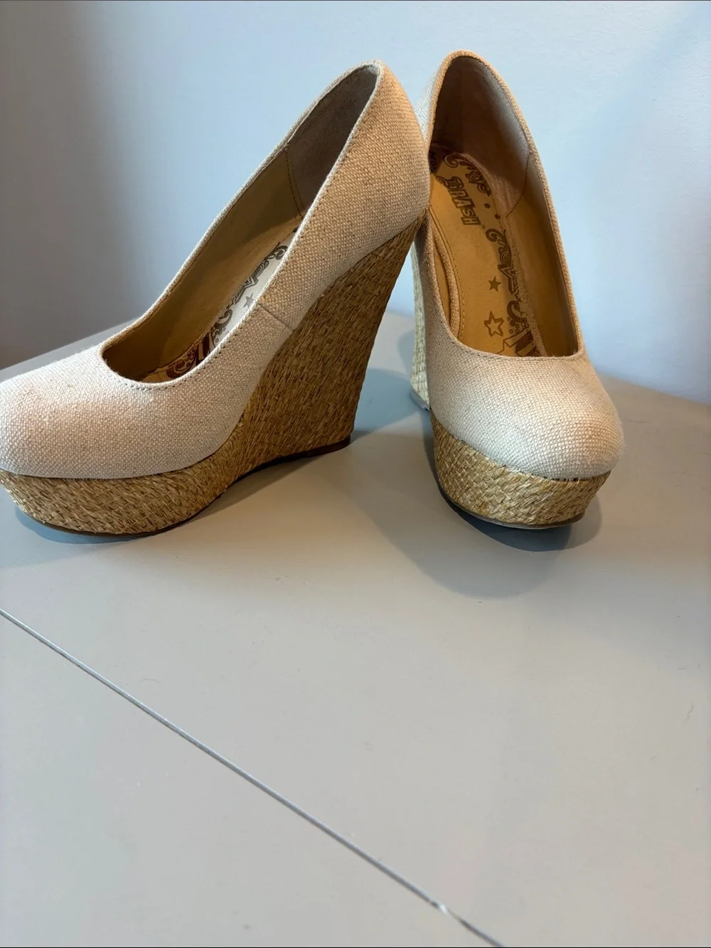 Brash Cream Espadrille Wedge Pumps